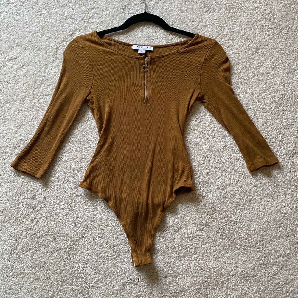 Ribbed Bodysuit with Zipper